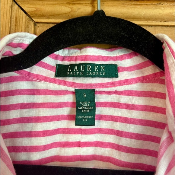 Ralph Lauren Women’s Striped Linen Button Down Shirt w/ Gold Anchor Buttons Sz S - Picture 3 of 7